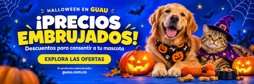 Halloween en Guau: precios embrujados y descuentos para consentir a tu mascota en productos seleccionados.